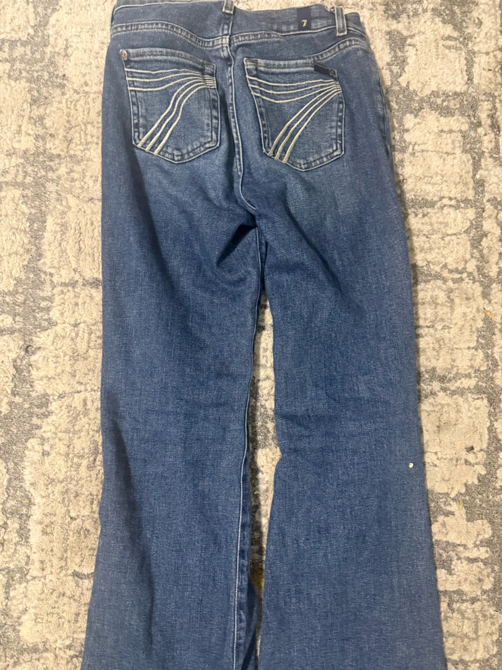 7 For All Mankind Denim Flare Jeans in Medium Blue - Picture 4 of 4